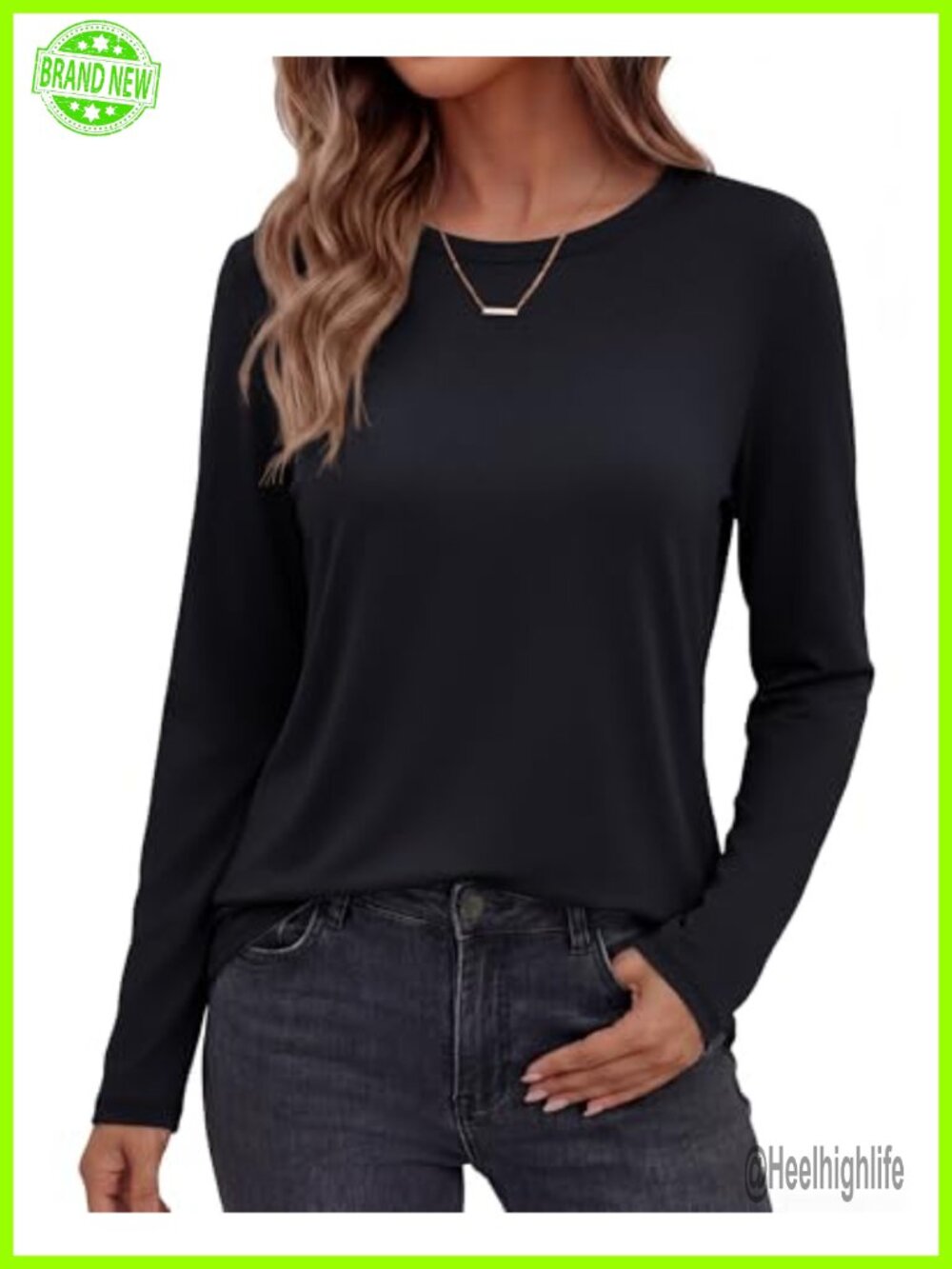 Long Sleeve Crew Neck Relaxed Fit Casual T-Shirt for Women Fall Workwear